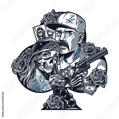 Vintage chicano tattoo concept