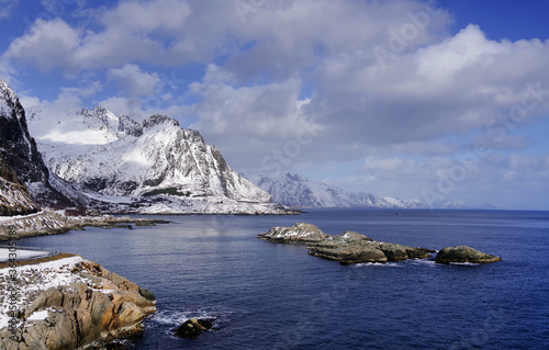 Winter landscape in Lofoten Archipelago, Norway, Europe