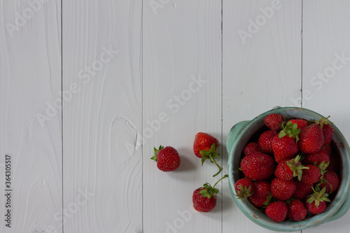 strawberries on the plate ready for use ingredient isolated on white, flatlay