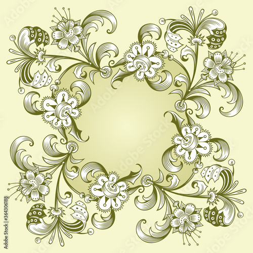 Floral hand drawn vector vintage border