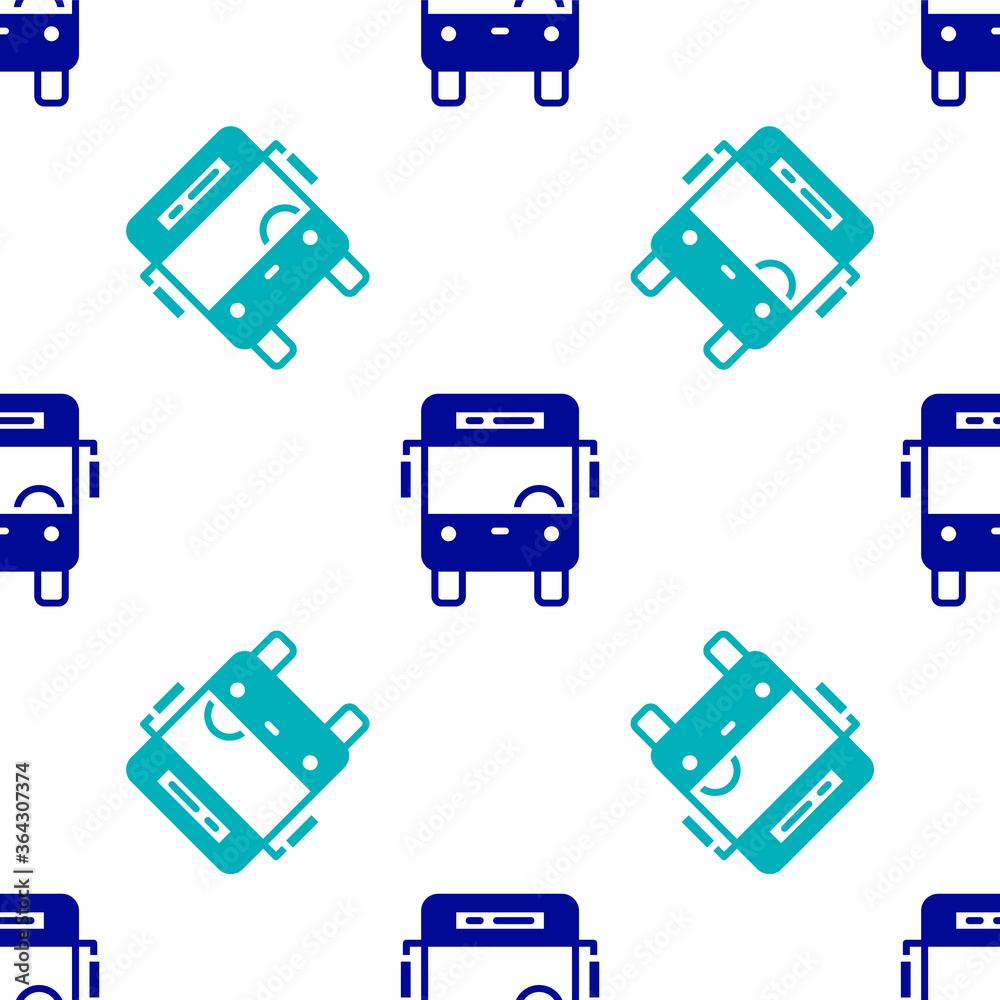 Blue Bus icon isolated seamless pattern on white background. Transportation concept. Bus tour transport sign. Tourism or public vehicle symbol. Vector. Blue Bus icon isolated seamless pattern on white background. Transportation concept. Bus tour transport sign. Tourism or public vehicle symbol. Vector.
