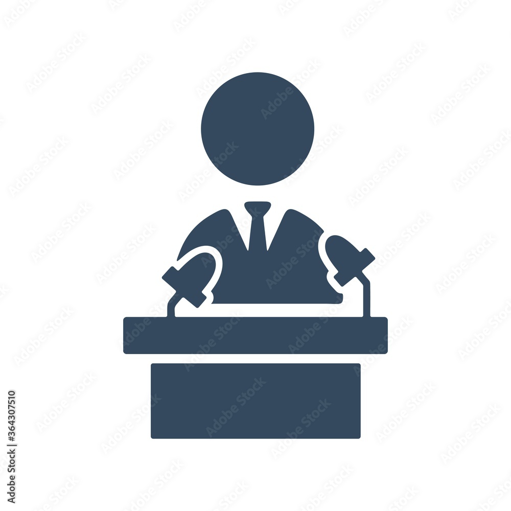 Public speaker icon illustration. Tribune speech sign. Public speaker icon illustration. Tribune speech sign.