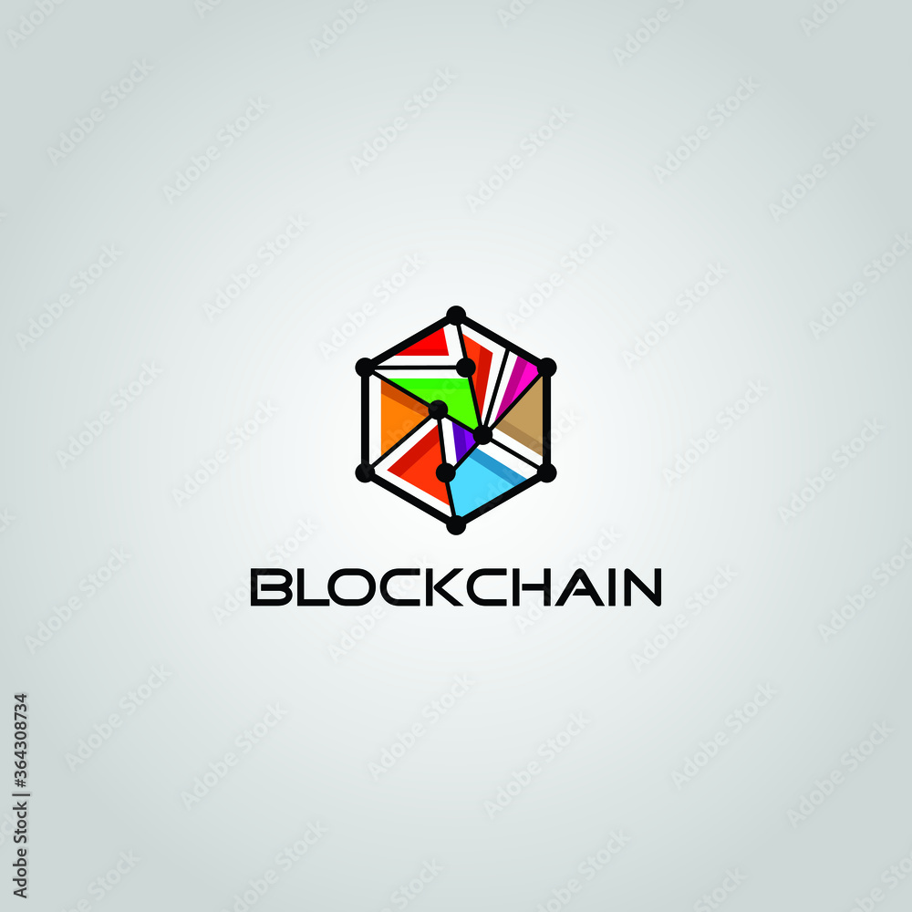 Naklejka premium Blockchain Logo Template. Technology Vector Design. Cryptocurrency Illustration