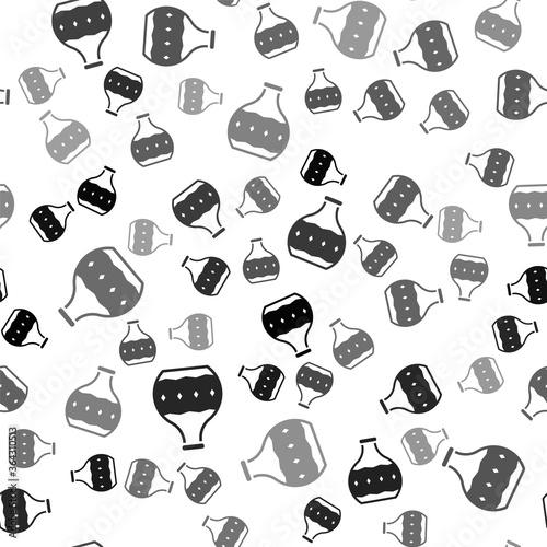 Black Tequila bottle icon isolated seamless pattern on white background. Mexican alcohol drink. Vector.