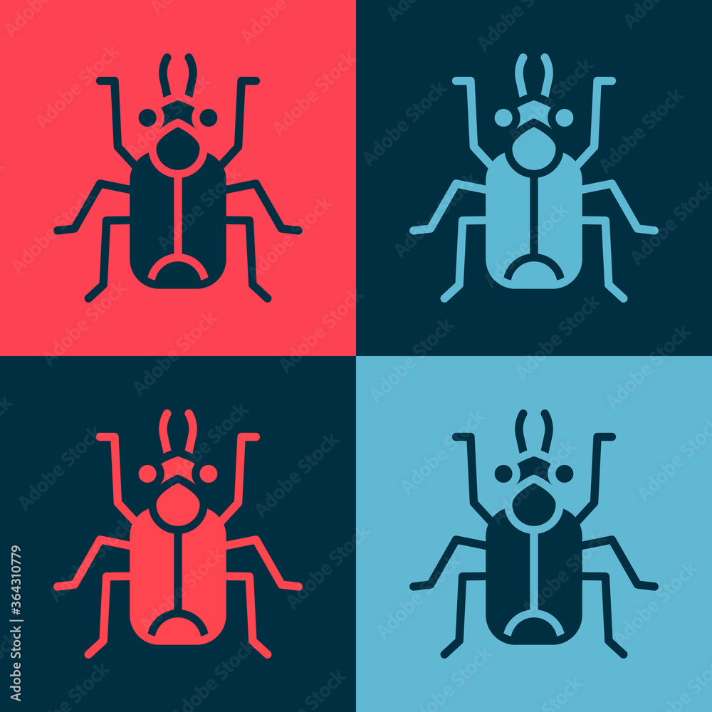Pop art Beetle bug icon isolated on color background. Vector. Pop art Beetle bug icon isolated on color background. Vector.