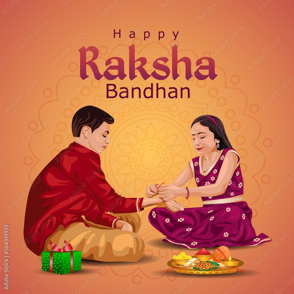 Indian brother and sister festival happy Raksha Bandhan concept ...