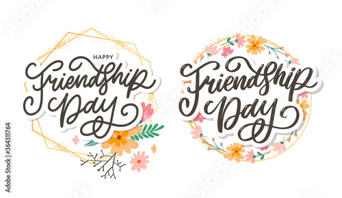 Friendship day vector illustration with text and elements for celebrating friendship day flowers