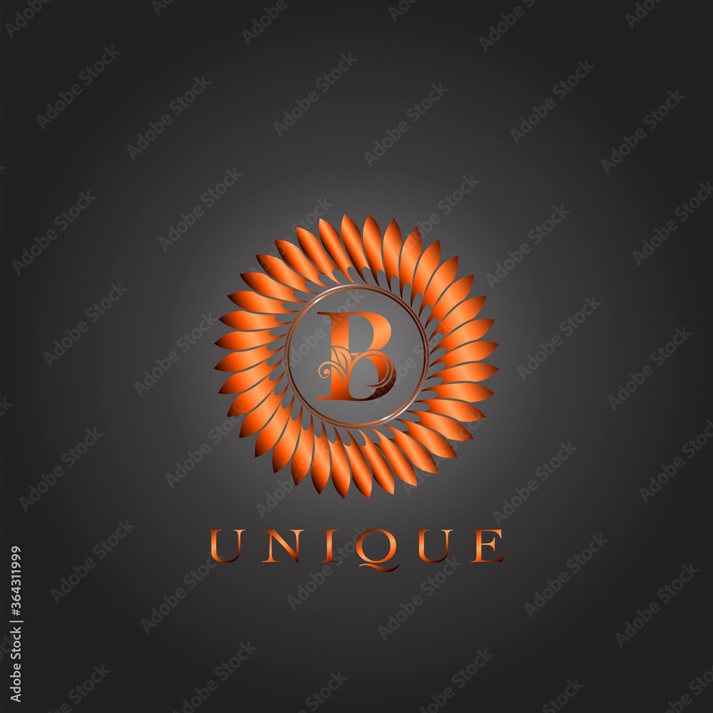 Brown Circle Feather Luxury Floral Initial B Letter Logo Design. Elegance Monogram unique indian emblem ornate nature floral leaf with initial letter logo. Brown Circle Feather Luxury Floral Initial B Letter Logo Design. Elegance Monogram unique indian emblem ornate nature floral leaf with initial letter logo.