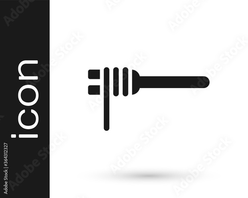 Black Pasta spaghetti on the fork icon isolated on white background. Italian restaurant. Vector.