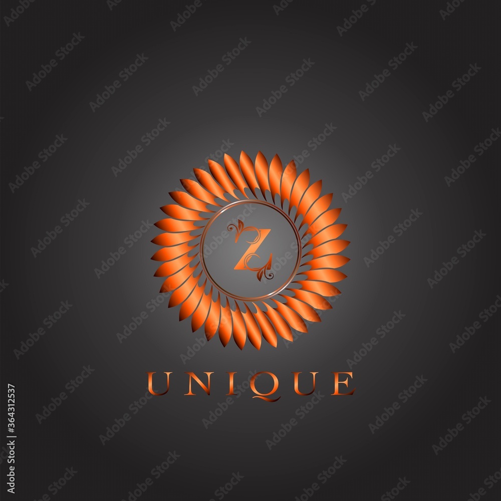 Brown Circle Feather Luxury Floral Initial Z Letter Logo Design. Elegance Monogram unique indian emblem ornate nature floral leaf with initial letter logo. Brown Circle Feather Luxury Floral Initial Z Letter Logo Design. Elegance Monogram unique indian emblem ornate nature floral leaf with initial letter logo.