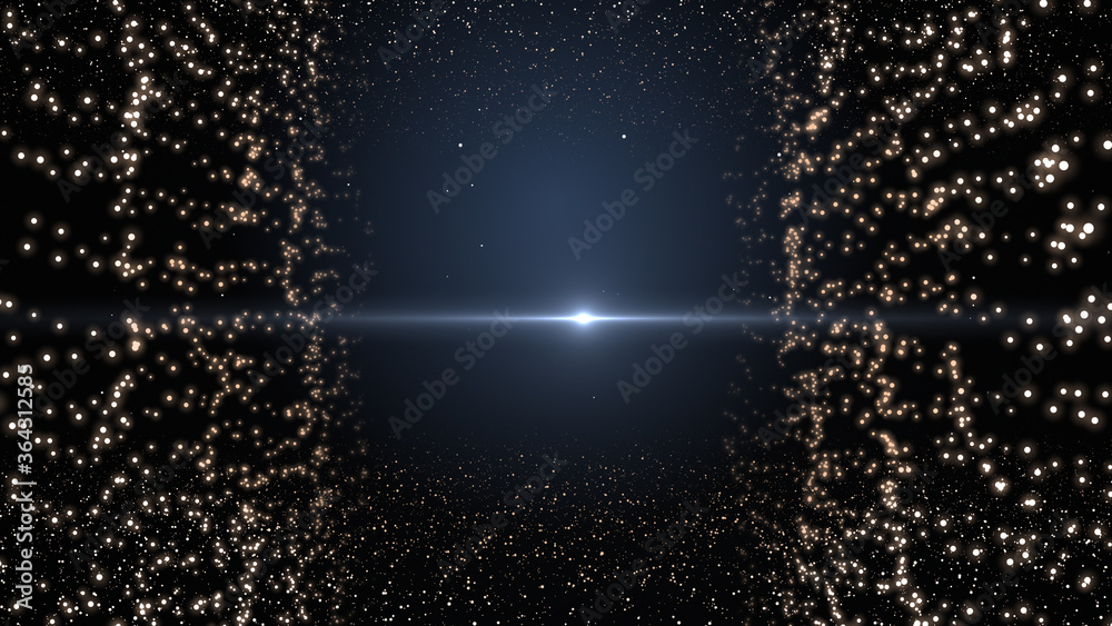 Obraz premium 3D rendering lens flare effect and spots with glare on dark background.