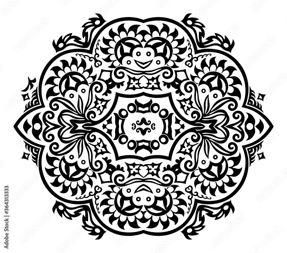 Vector black floral ethnic ornamental illustration Vector black floral ethnic ornamental illustration