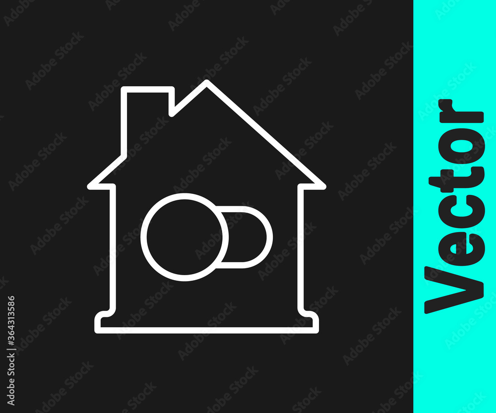 White line Smart home icon isolated on black background. Remote control. Vector. White line Smart home icon isolated on black background. Remote control. Vector.