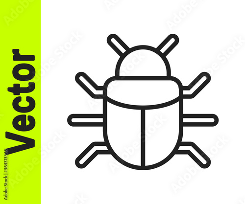 Black line System bug concept icon isolated on white background. Code bug concept. Bug in the system. Bug searching. Vector.