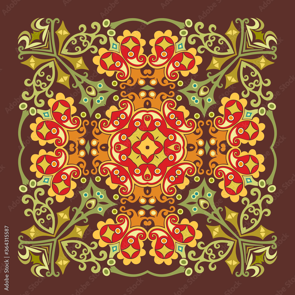 Vector ethnic abstract flower illustration