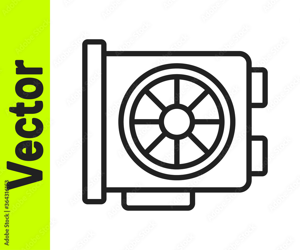 Black line Video graphic card icon isolated on white background. Vector. Black line Video graphic card icon isolated on white background. Vector.