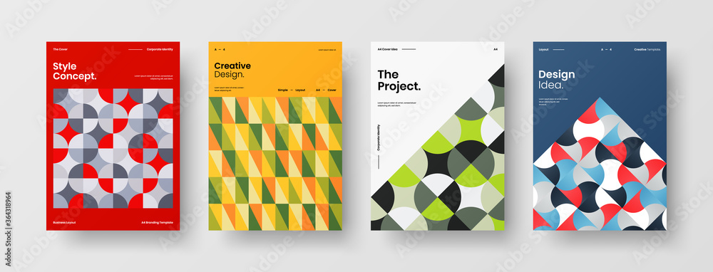 Company identity brochure template collection. Business presentation vector A4 vertical orientation front page mock up set. Corporate report cover abstract geometric illustration design layout bundle. Company identity brochure template collection. Business presentation vector A4 vertical orientation front page mock up set. Corporate report cover abstract geometric illustration design layout bundle.