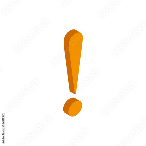 Vector isometric exclamation mark icon on a white background