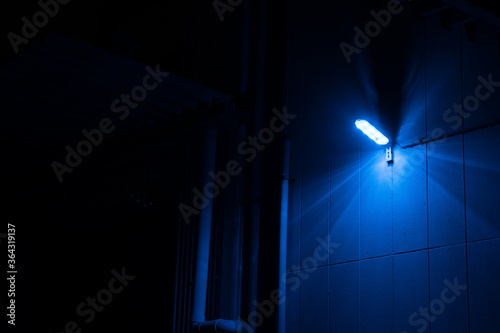 夜の青いライト