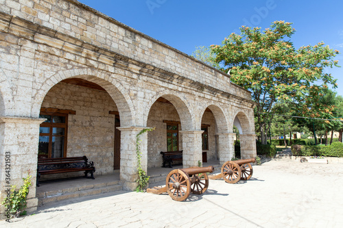 Medieval cannon at the entrance to the Khans palace in the Naryn-Kala fortress. Derbent. Dagestan. Russia