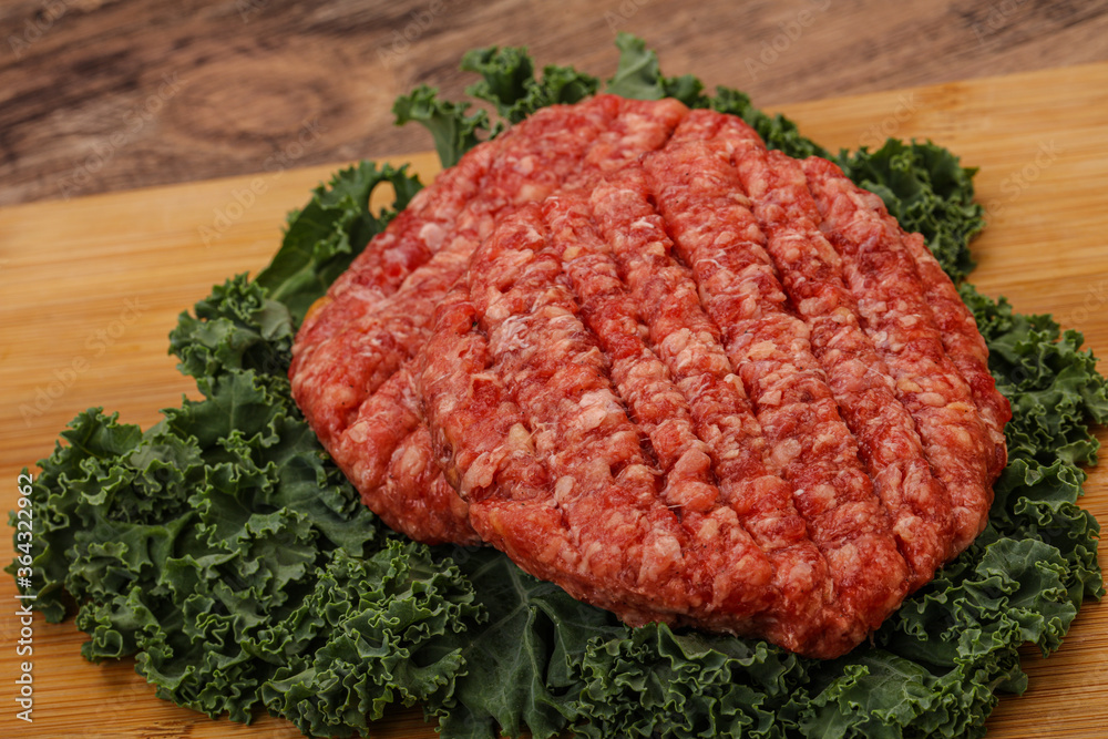 Raw beef burger cutlet for cooking Raw beef burger cutlet for cooking