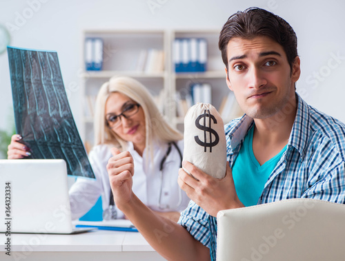 Male patient angry at expensive healthcare bill