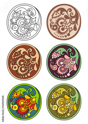 Vector set of circles with floral elements