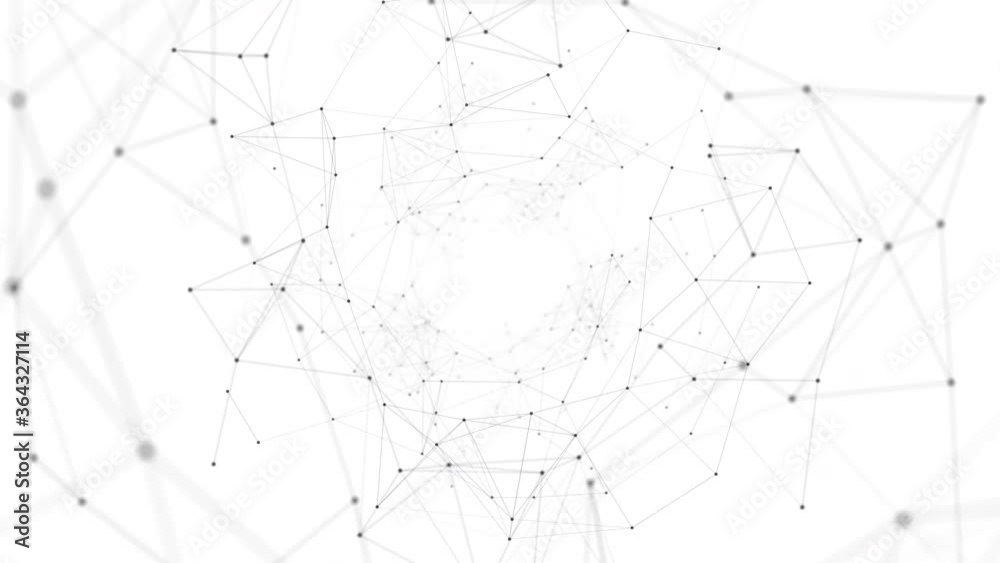 Technology Network Background Concept. Flying Through Digital Data Tunnel, Made Of Digital Nodes And Connection Paths. Digital, Communication And Technology Network Background. 4K Animation.
