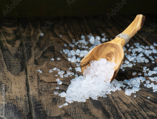 Portion of Coarse Salt on vintage background (selective focus; close-up shot)
