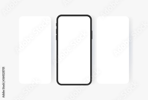Smartphone blank screen, phone mockup. Carousel style phone screen. Template for infographics or presentation UI design interface