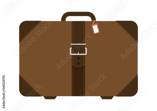 Old  Brown suitcase in vintage leather look. Travel symbol illustration icon- The vector has global color swatches for easy color changes and no gradients or transparencies were used.