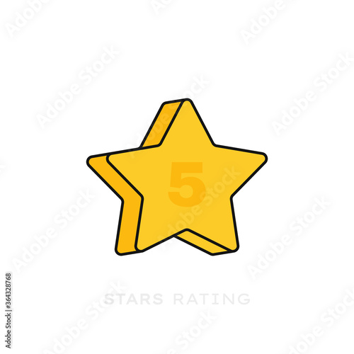 Five stars customer product rating review. Modern flat style vector illustration