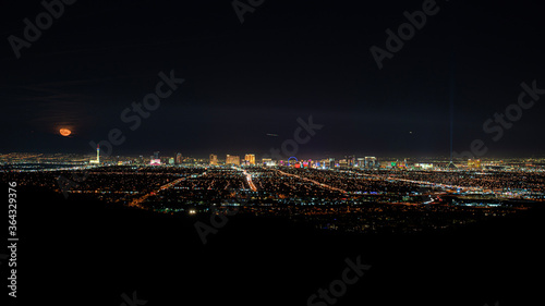 Photography Moon Rising over Las Vegas