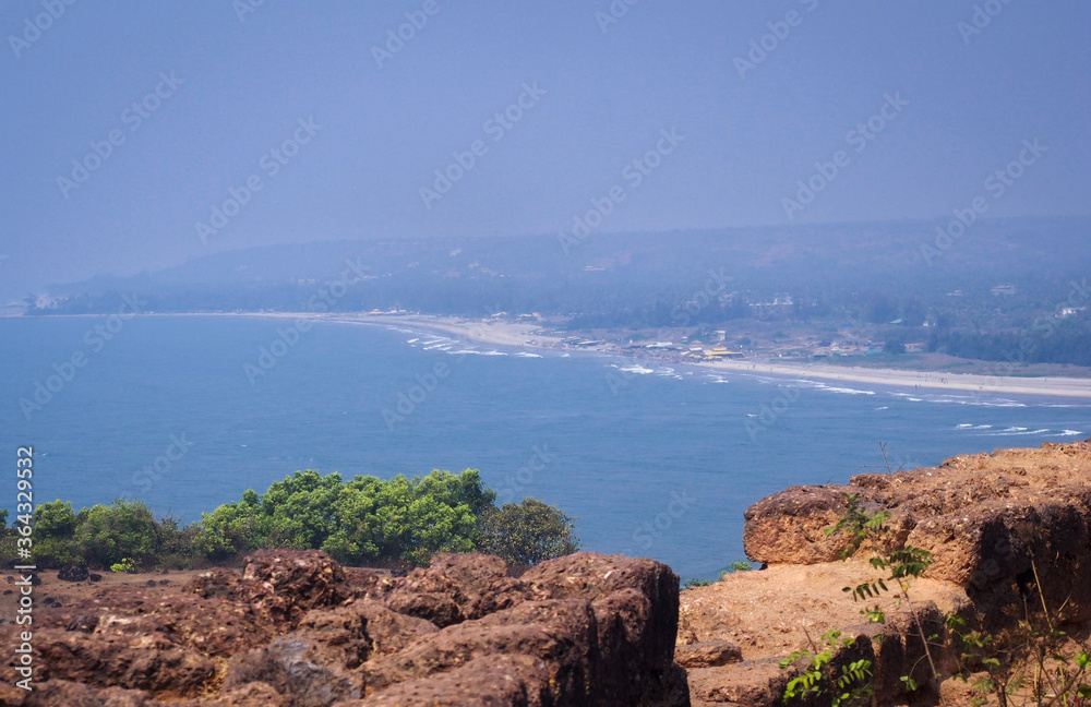Top view of Vagator beach from Chapora Fort Top view of Vagator beach from Chapora Fort