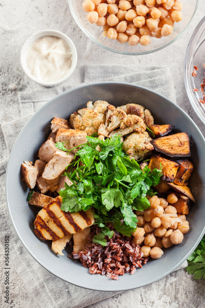 Buddha bowl lunch with chicken and other Buddha bowl lunch with chicken and other