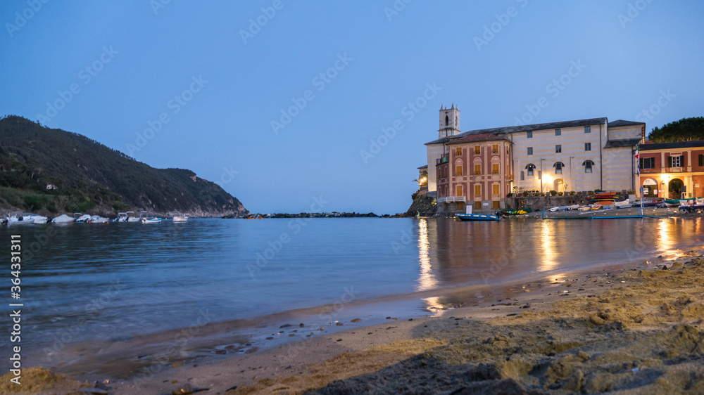 Beach at twilight in Sestri Levante