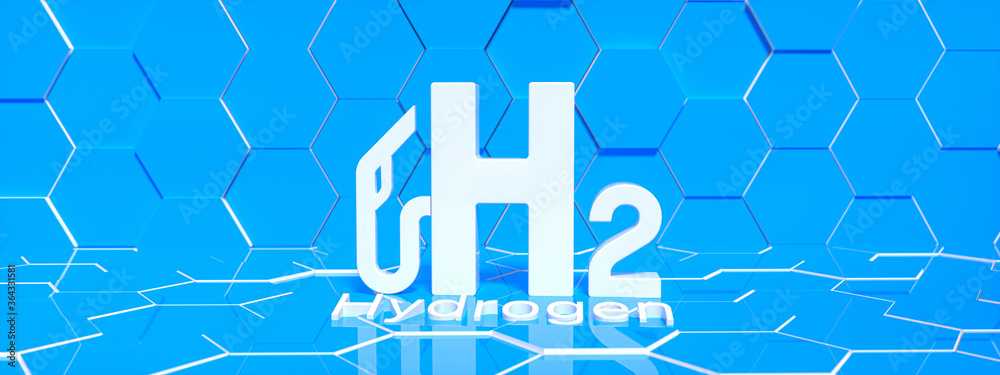 Fototapeta Blue Hydrogen filling H2 Gas Pump station icon isolated on background - H2 energy concept