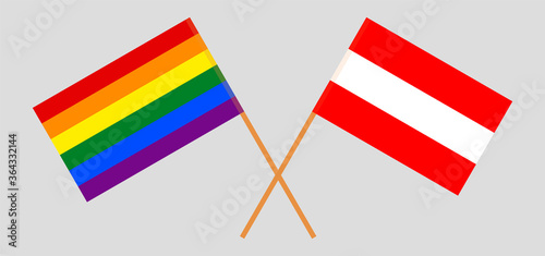 Crossed flags of LGBT and Austria