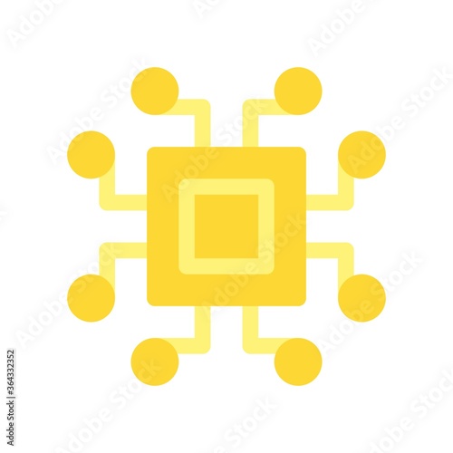 Cryptocurrency microprocessor icon. CPU chip for Bitcoin mining. Flat design style.