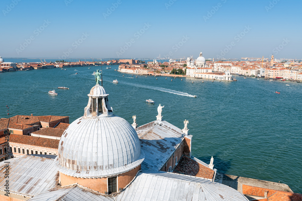 Elevated view from top of the church San Giorgio Maggiore, Venice, Italy