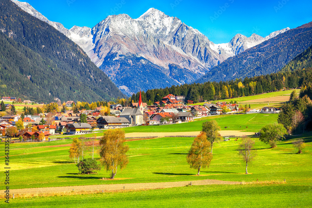 Scenic image of alpine village Rasun Anterselva.