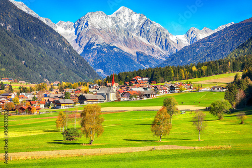 Scenic image of alpine village Rasun Anterselva. photo