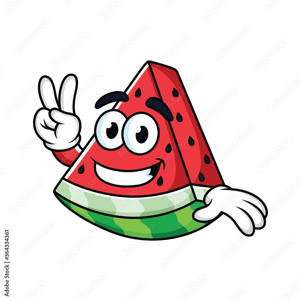 Cartoon watermelon expression taking a picture Cartoon watermelon expression taking a picture