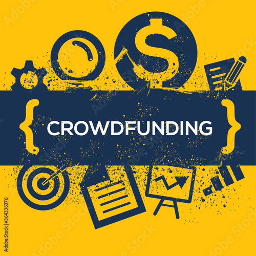 Creative (Crowdfunding) Word with Icons ,Vector illustration.	