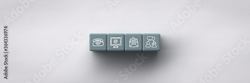 Cubes with contact icons hand drawn