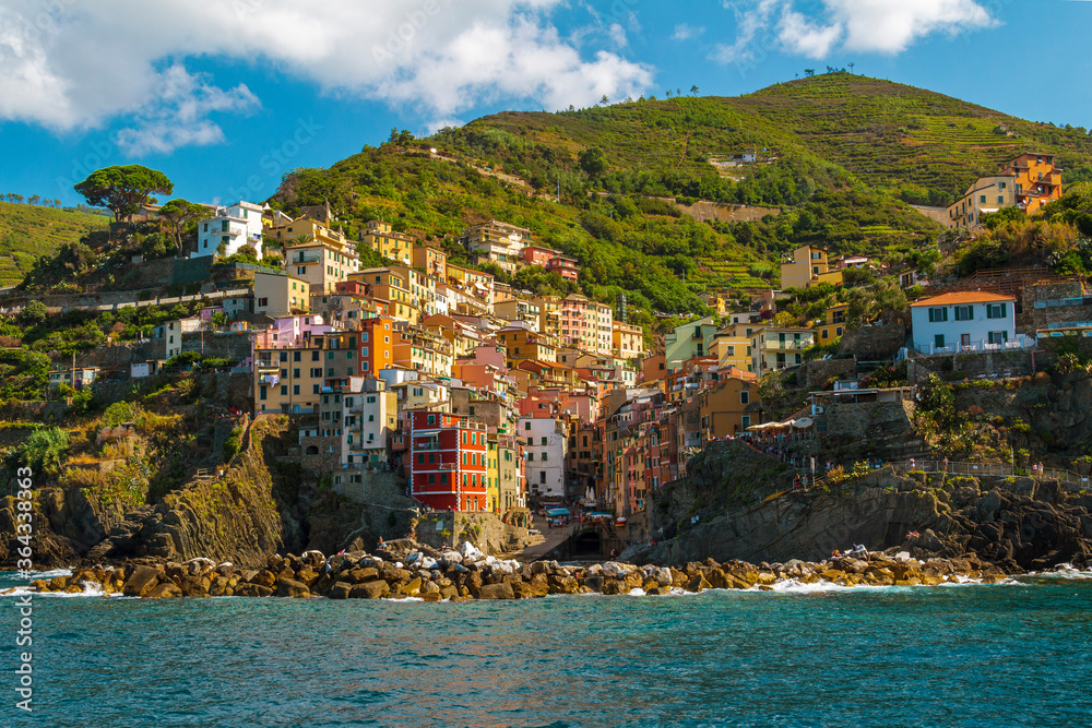 A small village Riomaggiore in Cinque Terre in the Mediterranean coast
