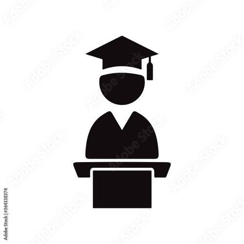black graduation student icon on podium clip art preview