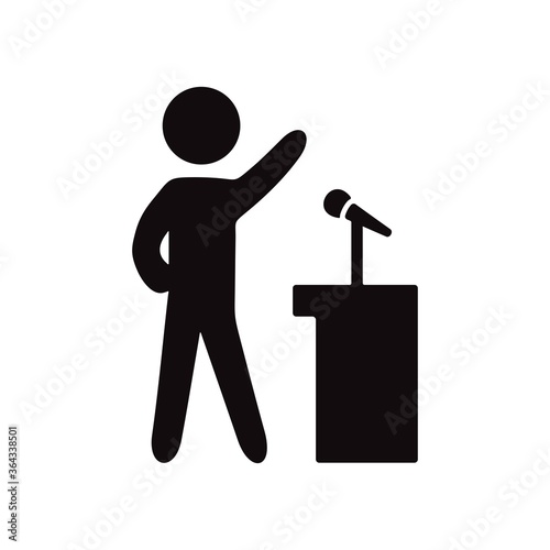 Public speaker icon illustration. Tribune speech sign. Spokesman symbol.