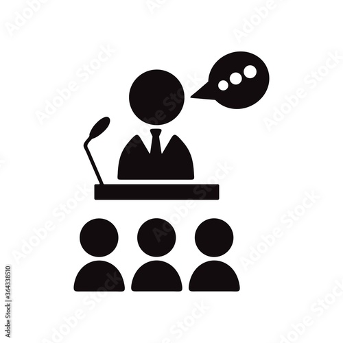 Public speaker icon illustration. Tribune speech sign.