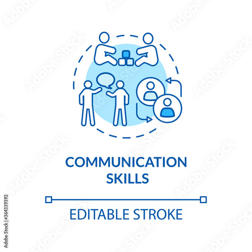 Children communication skills concept icon. Early childhood education. Verbal and nonverbal behavior idea thin line illustration. Vector isolated outline RGB color drawing. Editable stroke